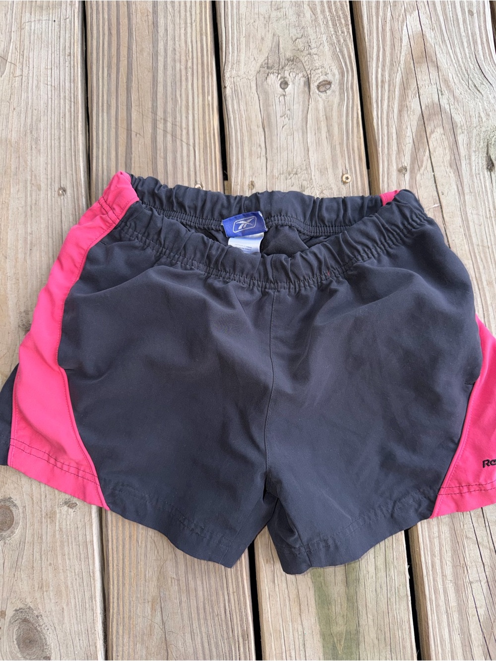 Reebok Black Athletic Shorts with Pink Side Panels